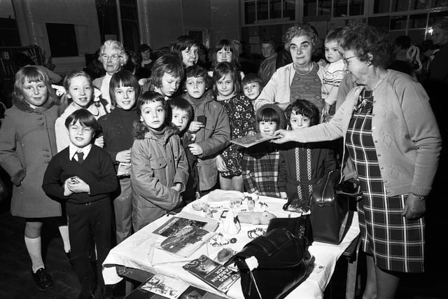 Christmas fair at Castle Hill Primary School, Hindley, in 1974