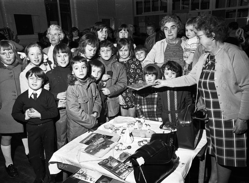 Christmas fair at Castle Hill Primary School, Hindley, in 1974