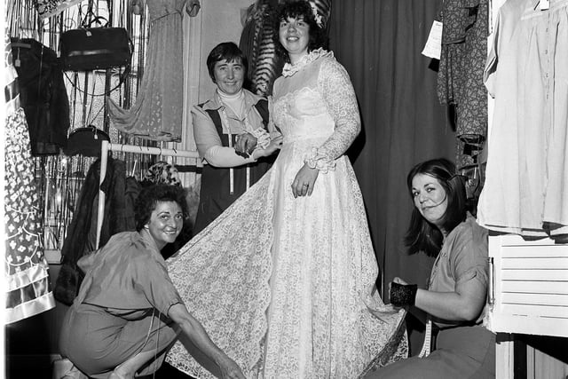 A peek behind the scenes at Louie Fisher bridal fashions in Wigan town centre in 1979