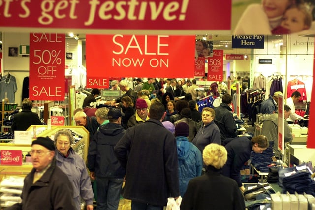 Shoppers in Allders on The Headrow in December 2002.
