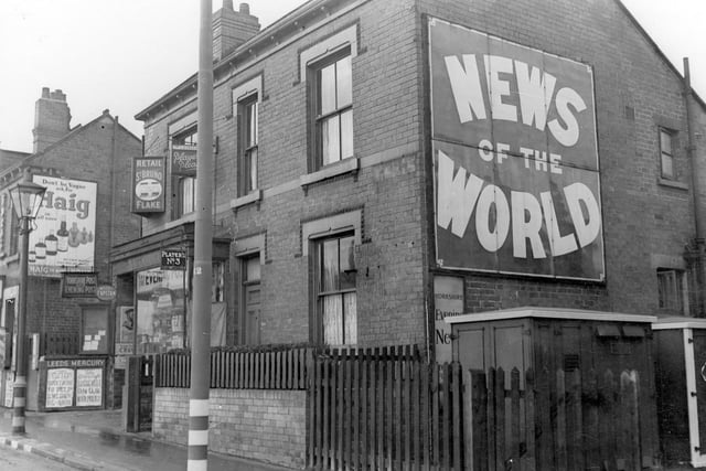 Barker's newsagents and confectioners shop on Dewsbury Road at Beeston in January 1940.