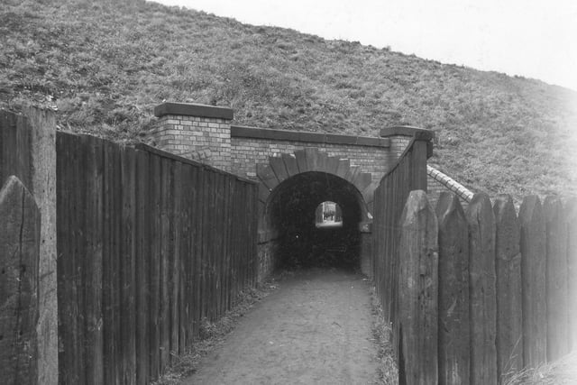 A subway from the Brown Lane to Oswald Grove footpath at Hunslet in October 1940.