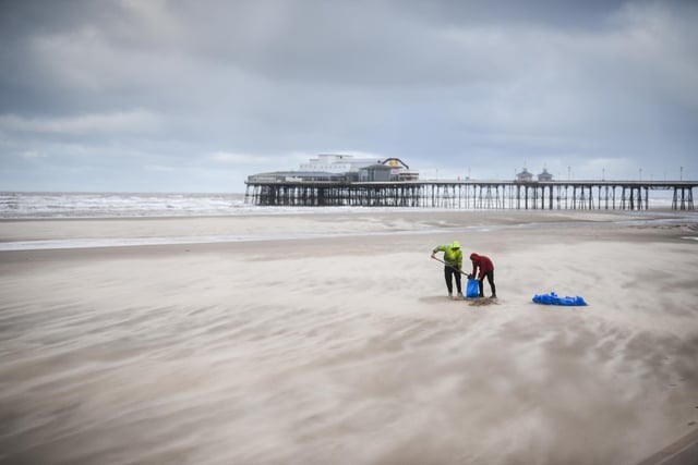 November - Workers filling sandbags during Storm Arwen