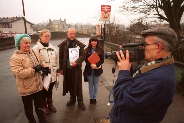 Members of Tinshill Concern petition and film at the blackspot on Station Road, at Horsforth. Pictured, from left, are Dorothy Cuthbert, Clare King, Keith Donovan, Karen Jarrett and Joe Thoms.