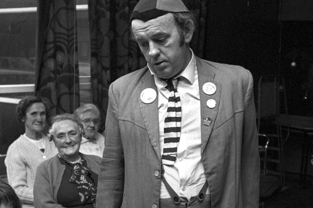 Wigan comedy legend Harry Pemberton entertains adoring fans with his deadpan humour over the Christmas period in 1974