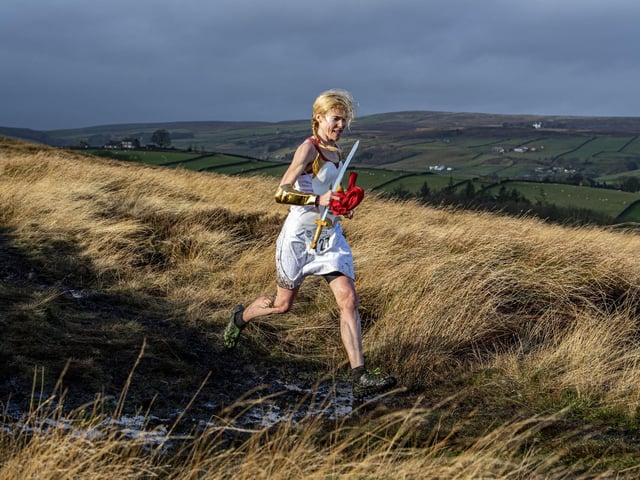 A sword-carrying Niamh Jackson