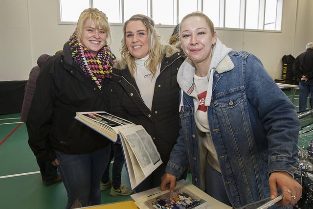 Past pupils Kayleigh Robson, Gail Anderson and Tracey Gillie.