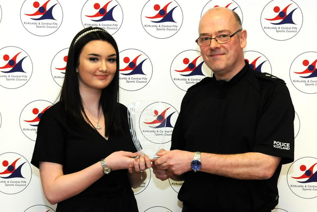 Winner of the Police Scotland, Fife Division, Junior Award, was 15-year-old ice hockey player from Glenrothes, Mirren Foy. Her award was presented by Inspector Gordon Anderson.