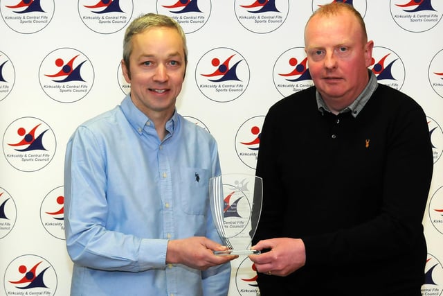 The Fife Sport & Leisure Trust Senior Award went to Windygates stock car driver after another record-breaking year in 2019. Making the presentation was the Trust's area manager, Paul Hossack.