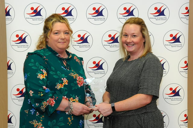 The Active Schools Services to School Sports Award went to Laura Yule. The pupil support assistant has been instrumental at supporting a number of different sports.   Active Schools Manager, Pamela Colburn, made the presentation.