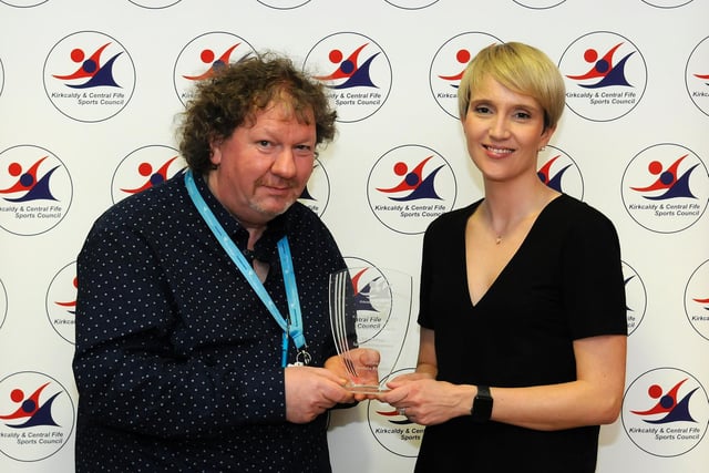 The Fife College Special Achievement Award was awarded to Pamela Robson for her achievements as a coach for disabled athletes. Her award was presented by Fife College's James Bisset.