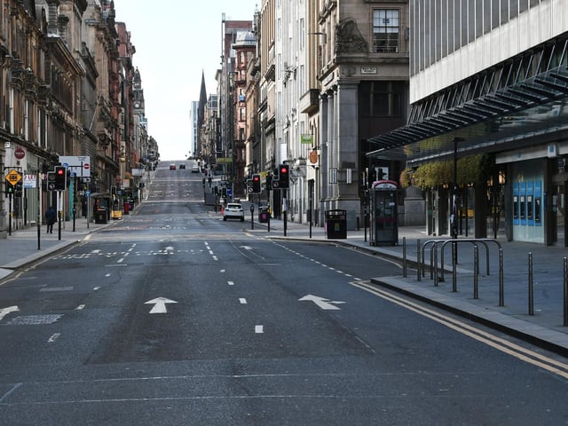 A deserted city centre.