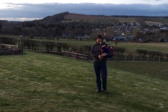 Ewan McGeorge plays for the NHS in his garden near Earlston.