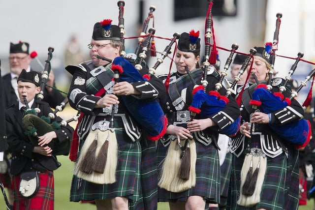 Jed-Legion Pipe Band played alongside Melroes at The Rugby 7s