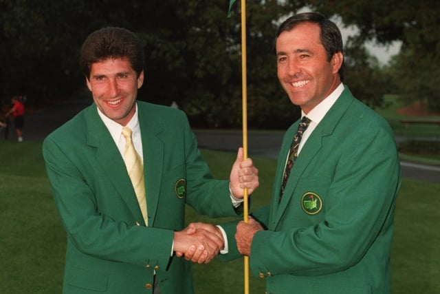 Spanish legend picked up two green jackets. Picture Steve Munday/ALLSPORT.
