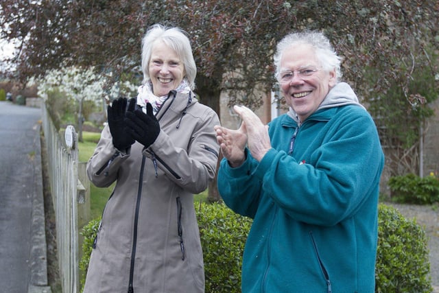 Sue and John McLennon applaud our key workers from outisde their Melrose home.