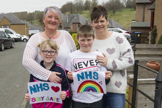 Emma-Louise Bell, right, with Lesley Porterfield and her grandkids Taylor and Aiden from Jedburgh.