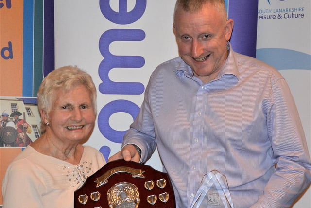 Lanark United manager Colin Slater, who led Lanark United to last season's Sectional League Cup final and achieved promotion, got the Coach prize from Mary Barrie.