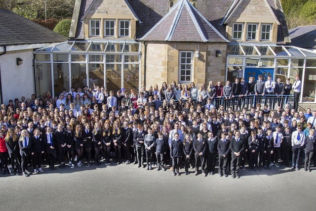 Pupils leave the old JGS building for the final time.