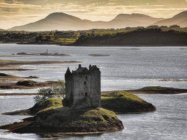 This castle sits on a little islet in Argyll with a low-tide required to reach it. The tower house became famous after appearing in Monty Python and the Holy Grail.