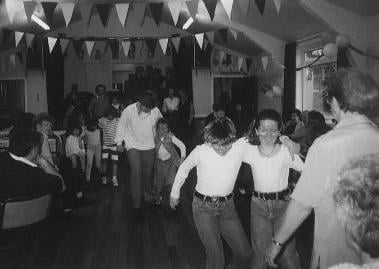 Celebrations at Edgerston Village Hall in 1995.