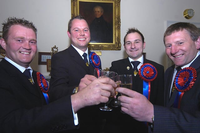 Murray Yourston, 2010 Jethart Callant Grant Davidson, Gary Pringle and Herald Gary Armstrong on declaration night.