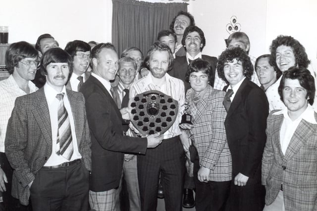 Chairman Archie Finlay presenting future East Fife stalwart Jimmy McLaren with the 1978 Player of the Season award