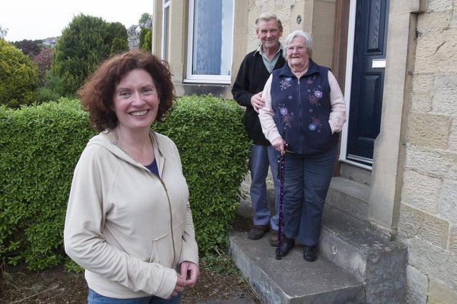 Hawick's Claire Griffith, with neighbours John and Margaret Anderson.
