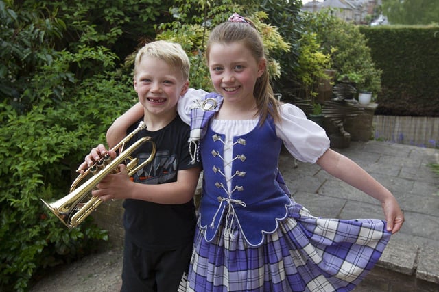 Ivan (7) and sister Ruby Watson (9) entertain residents at Orchard Terrace, Hawick  for the ninth week in a row.