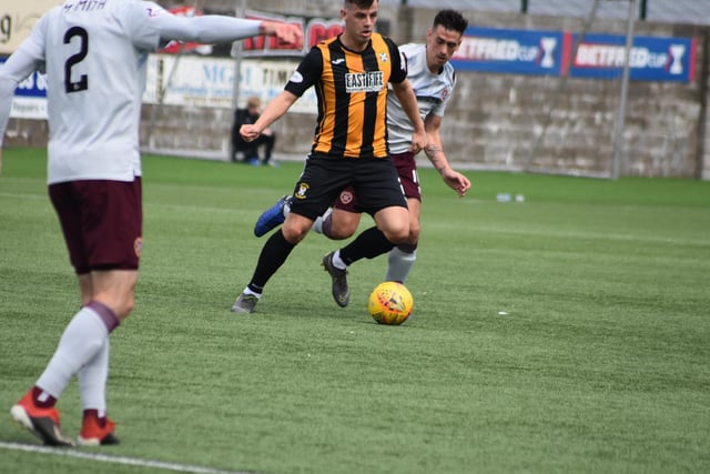 Aaron Dunsmore in action against Hearts.