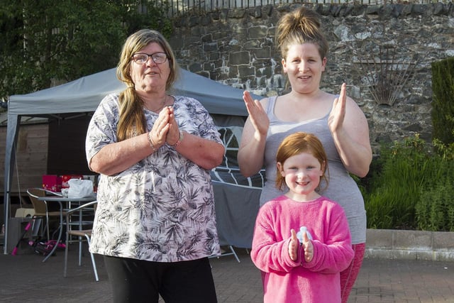 Martha Gibson with Hayley and Charlotte Donald in Innerleithen.