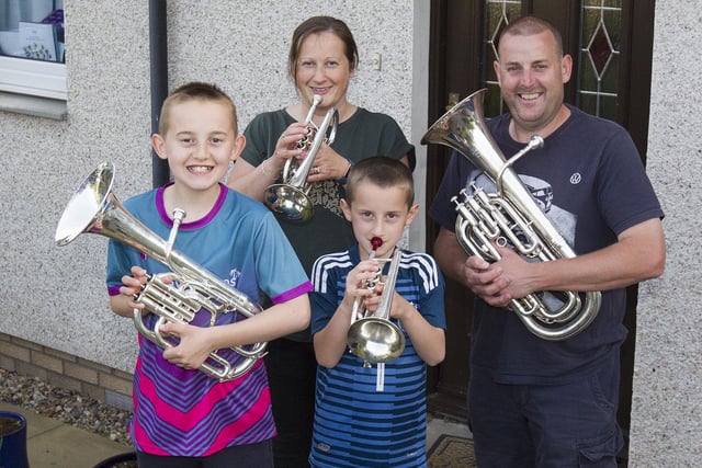 The  Campbell family from Innerleithen, Ian,9, Joe, 8,  Lynne and dad Donny all play in Innerleithen's St Ronan's Silver Band.