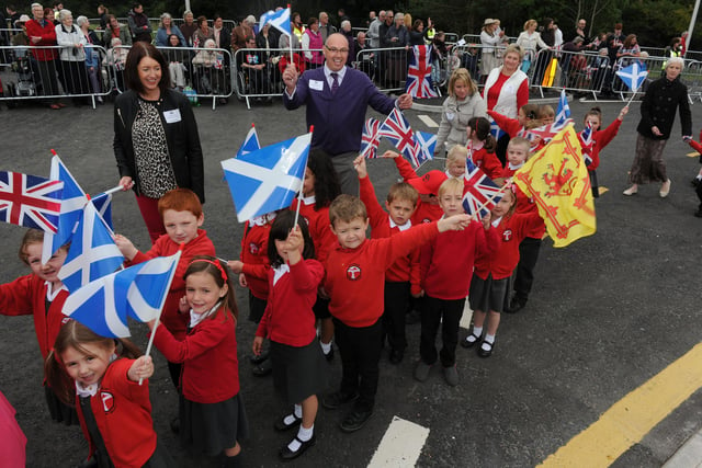 Tweedbank pupils there to watch the Queen officially open the Borders Railway in 2015. Photo: Kimberley Powell