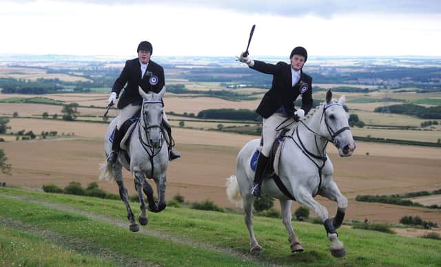 The cavalcade charging up Branxton Hill for 2015's Flodden Day rideout.