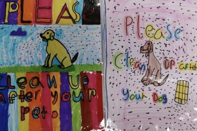 Some of the posters designed by pupils in P4.