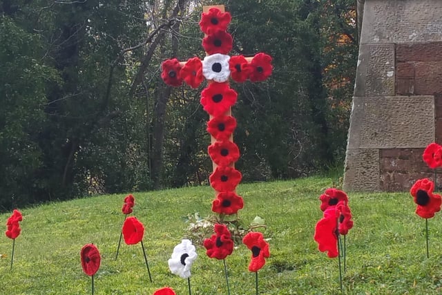 Poppy displays outside Newtown and St Boswells Churches. Photo: Winnie Milligan.