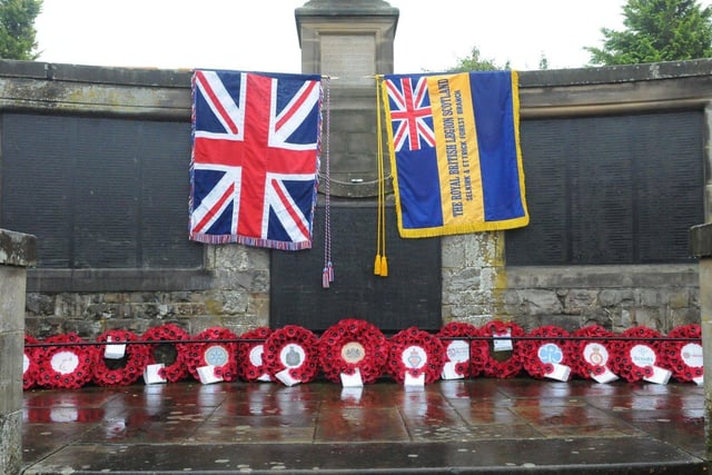 Wreaths at Selkirk's war memorial. Photo: Grant Kinghorn