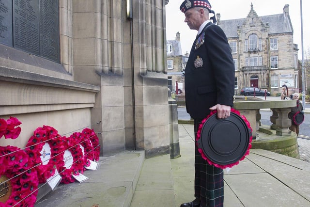 Grant Shields Laid a wreath for Police Scotland.  Photo: Bill McBurnie