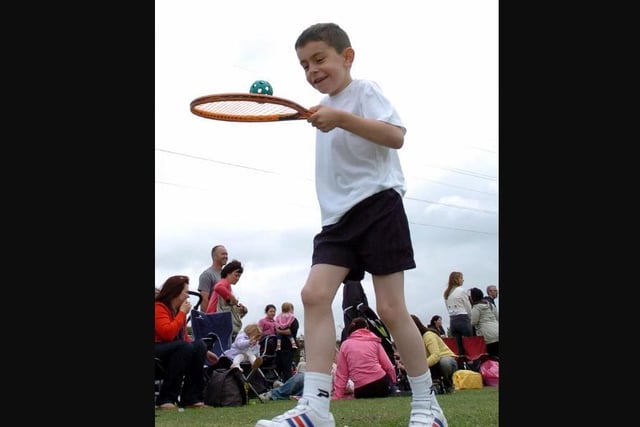Liam Flynn, then aged eight, taking part in sports day at St Brendan's primary school in June 2009. Photo by Kit Mallin