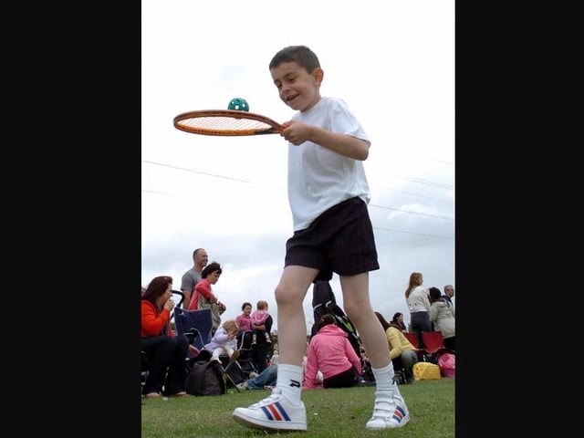 Liam Flynn, then aged eight, taking part in sports day at St Brendan's primary school in June 2009. Photo by Kit Mallin