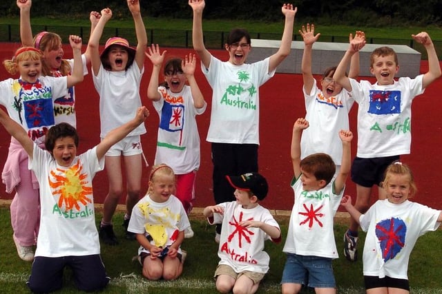Children celebrate at the Corby Rockingham Olympic Sports Day in August 2008. Photo by Kit Mallin