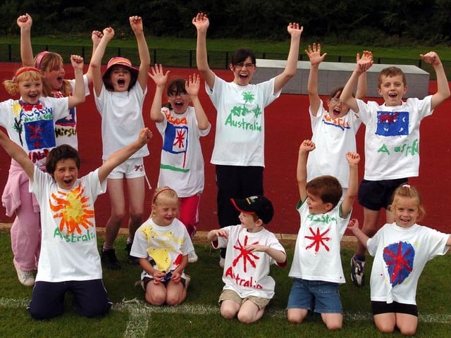 Children celebrate at the Corby Rockingham Olympic Sports Day in August 2008. Photo by Kit Mallin