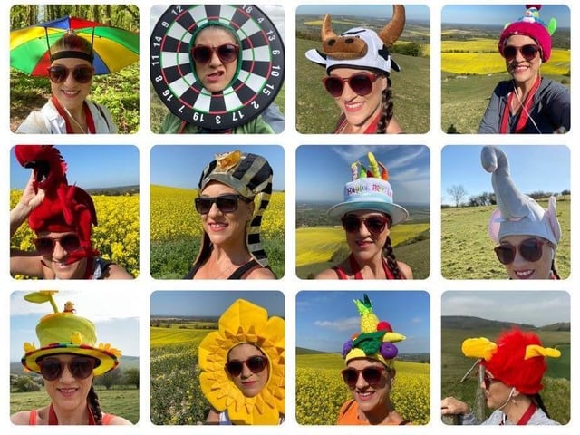 Shakira ODonnell walked on the Downs in silly hats to make her NHS colleagues smile
