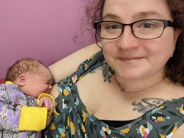 Kat Fanton's baby was delivered by its dad and grandad at home on March 26