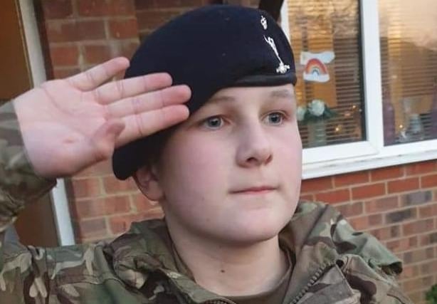 Army cadet Alfie Sargeant saluted for the NHS every Thursday evening