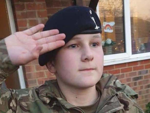 Army cadet Alfie Sargeant saluted for the NHS every Thursday evening