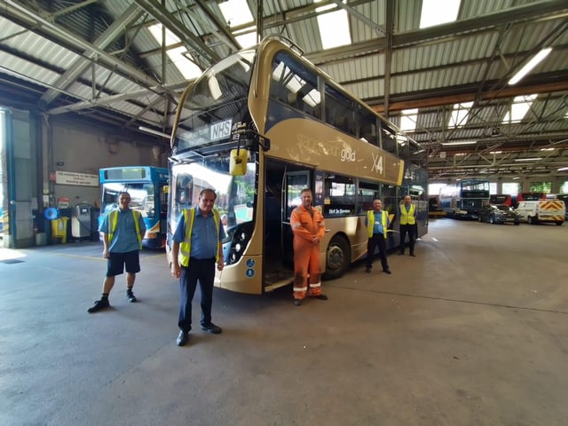 Stagecoach - Kettering, left to right, Colin Fendick, Graham Janes, Pete Cook, Eamon Conway, Graham Tranter