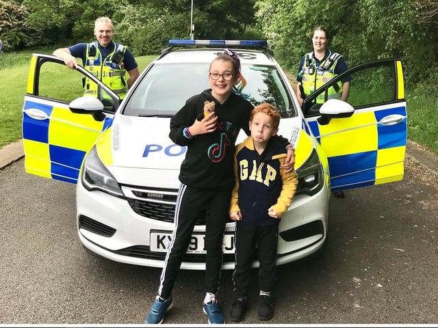 Police Community Support Officers, Dot Wilson-Townsend and Craig Matthews from the Northampton Neighbourhood Policing Team, helped give Maclain an 11th birthday to remember as she was one of many children across the county celebrating her special day during the lockdown.