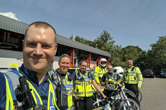 Members of the Northampton Neighbourhood Policing Team get ready to patrol the south west of the town on their pedal cycles and off-road motorbikes. Pictured are PCSOs Lee Shelton, Becky Evans, Beth Allwork, Lucy Hooper-Hall, Steve Whiting and PC Chris Bates