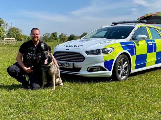 Police Dog Ebby and her handler, PC Ash Price are just one of Northamptonshire Polices Dog Section partnerships, who have been helping to fight crime and protect people throughout the pandemic